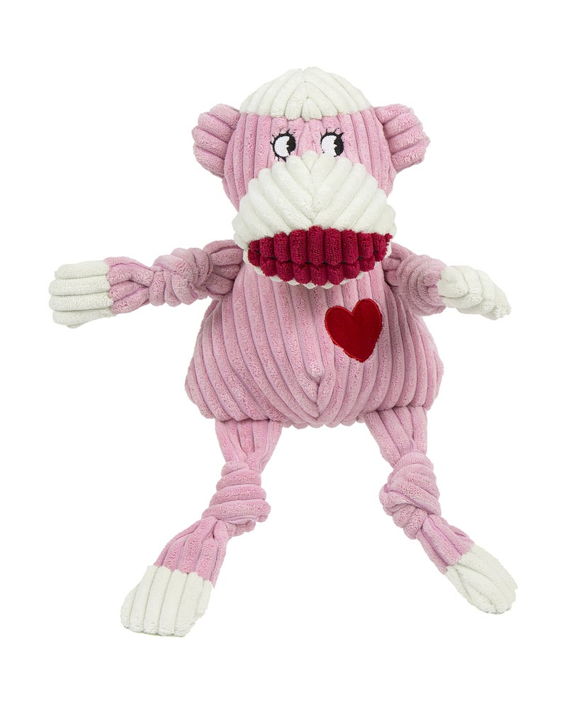 HuggleHounds Knottie Plush Dog Toy - Dog Stuffed Animal Toy, Squeaky Puppy Toys, For Small, Medium & Large Dogs, Durable Plush to Keep Them Busy - Pink Monkey, Large - Image 1